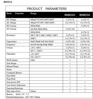 100kHz 3999 Counts Handheld Digital Multimeter